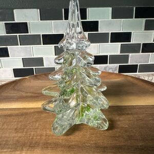 Silvestri Art Glass Christmas Tree Green Swirls Inside